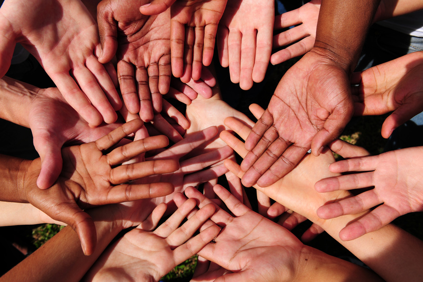 group of begging hands